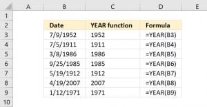 How to use the YEAR function