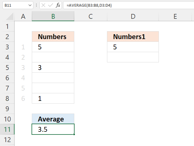 AVERAGE noncontiguous cell ranges 1