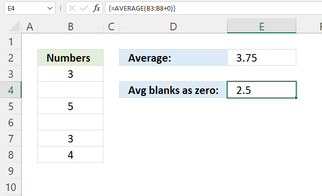 Average function blank as zero 2