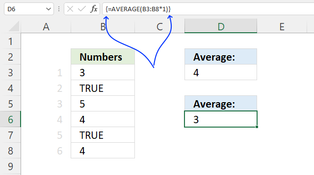 Average function boolean values2 array