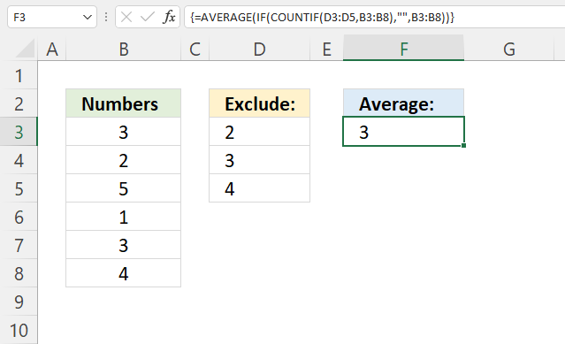 Average function exclude given values