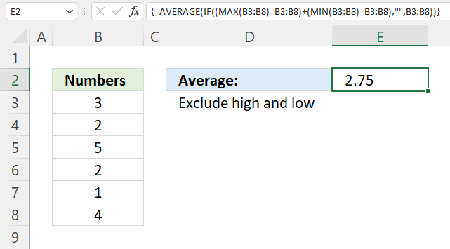 Average function exclude high and low