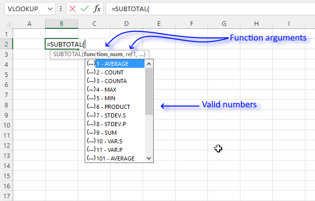 Formula not working display the function arguments 1