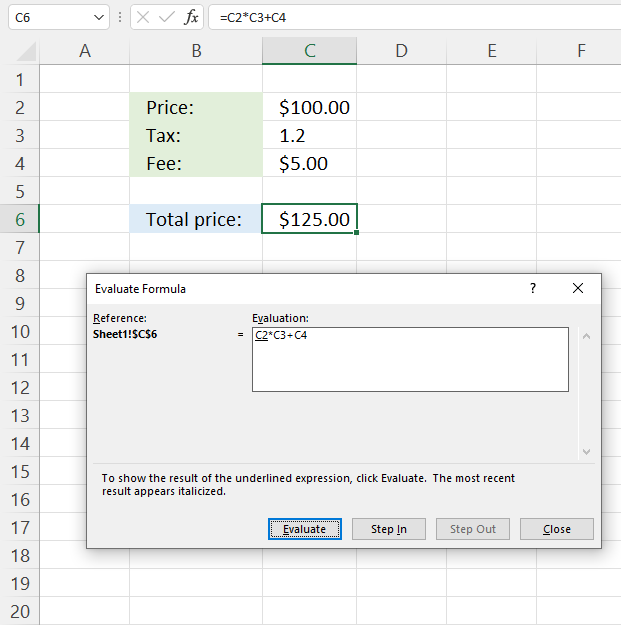 Formula not working evaluate formula tool