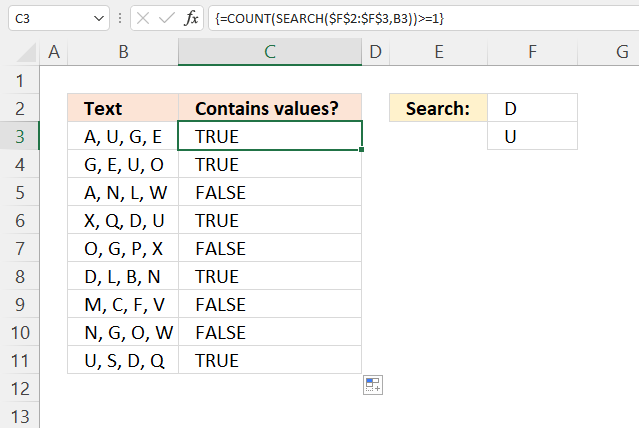 If cell contains at least one of multiple values