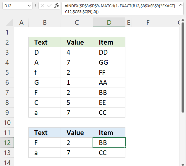 Match two columns case sensitive