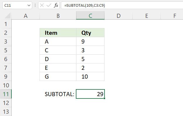 SUBTOTAL function exclude manually hidden values