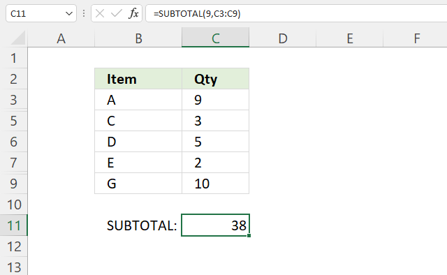 SUBTOTAL function include manually hidden values