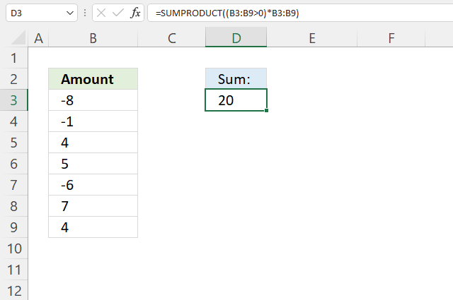 SUMPRODUCT greater than 0