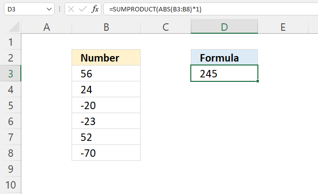 <span class='notranslate'>ABS</span> function convert to positive numbers and sum