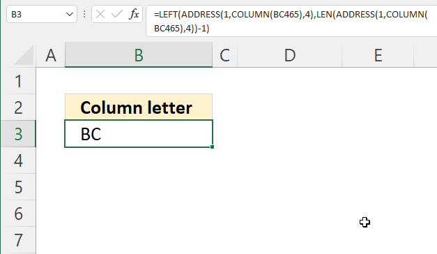 <span class='notranslate'>ADDRESS</span> Function get column letter 1