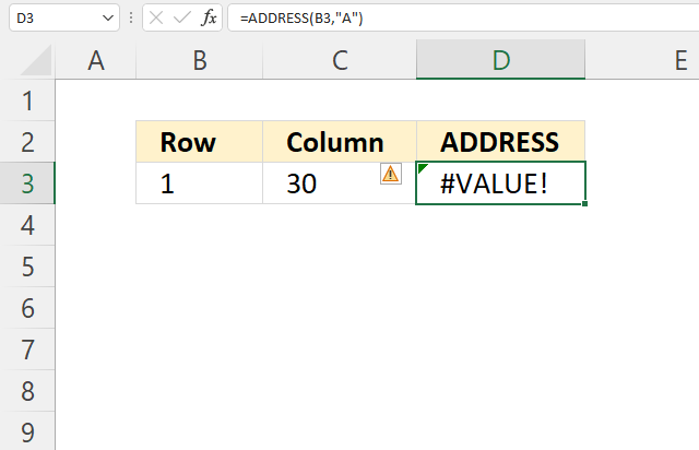 ADDRESS Function not working1