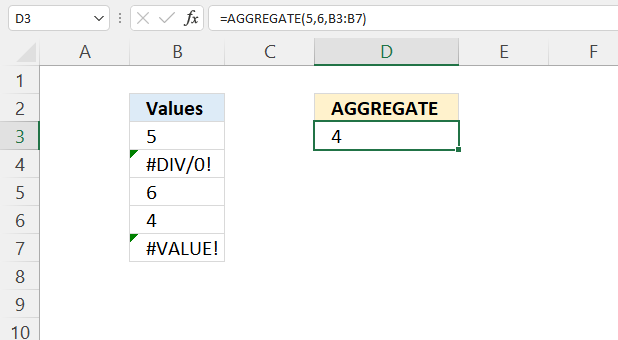 AGGREAGTE function min
