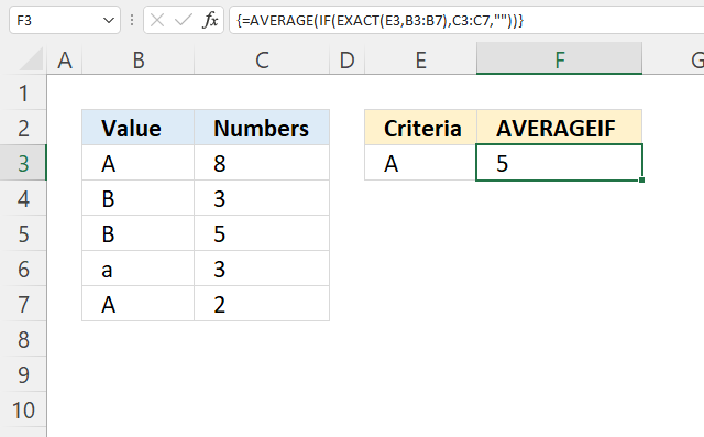 AVERAGEIF Function case sensitive1