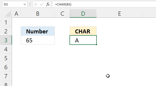 CHAR function example