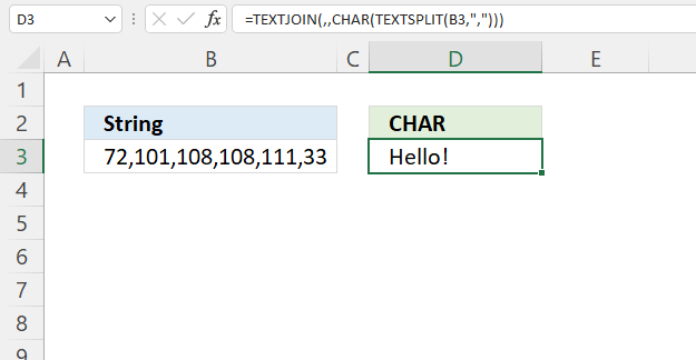 CHAR function string
