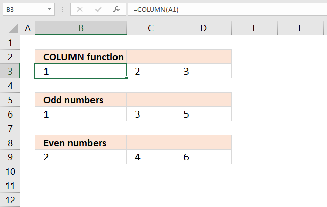 COLUMN function sequence