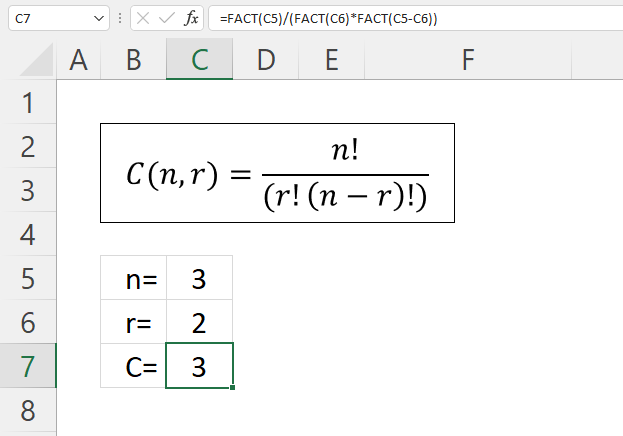 COMBIN function alternative