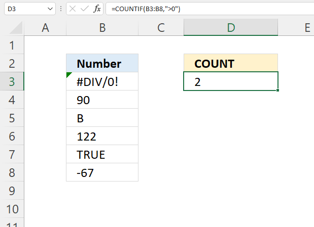 COUNT function count positive numbers