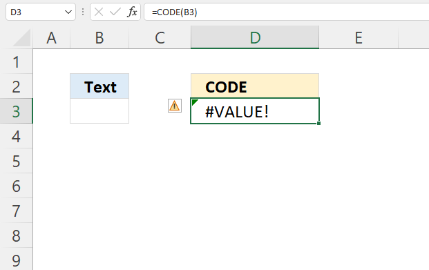 COUNT function error value