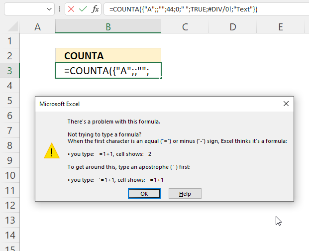 COUNTA function arrays