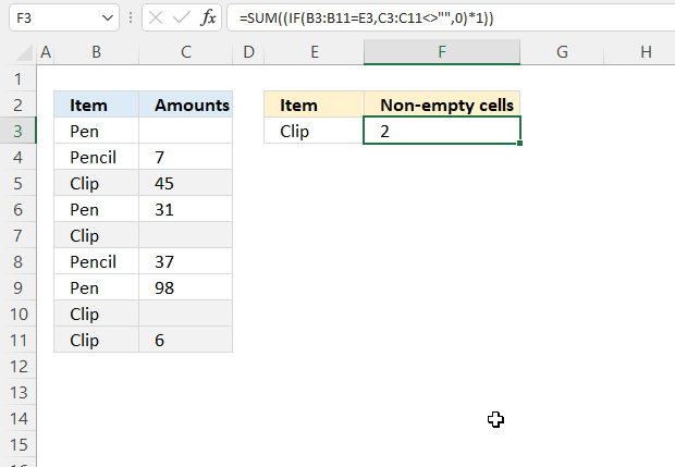 COUNTA function based on a condition