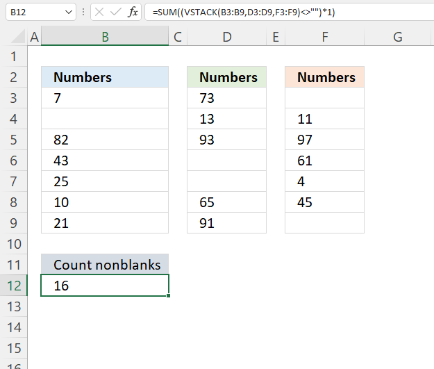 COUNTA function multiple source ranges