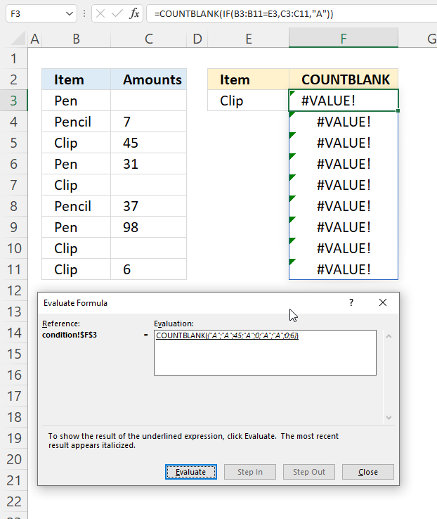 COUNTBLANK function condition1