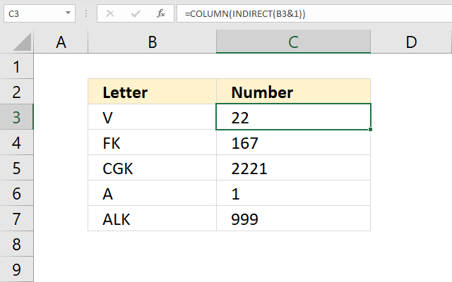 Convert column letter to column number