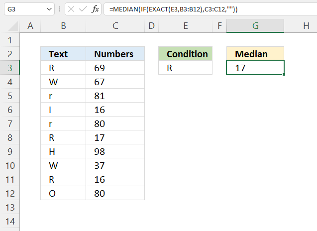 EXACT function MEDIAN