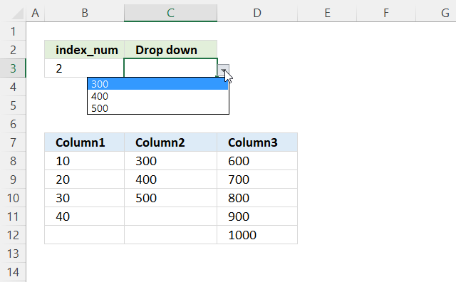 How to use the <span class='notranslate'>CHOOSE</span> function drop down list
