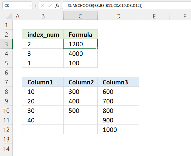 How to use the CHOOSE function