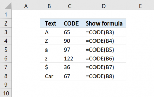 How to use the CODE function
