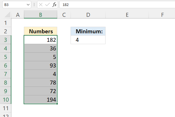 How to use the MIN function stored as text3