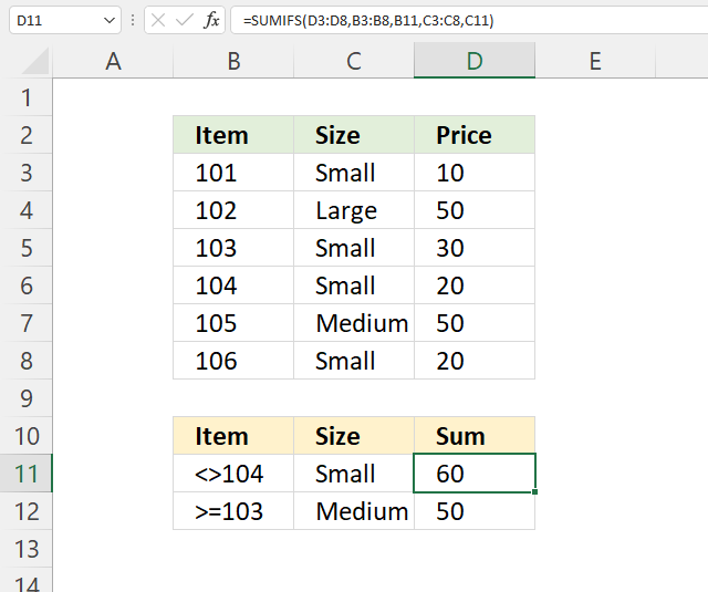 How to use the SUMIFS function logical operators