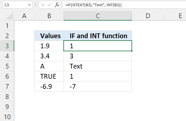 INT function IF function