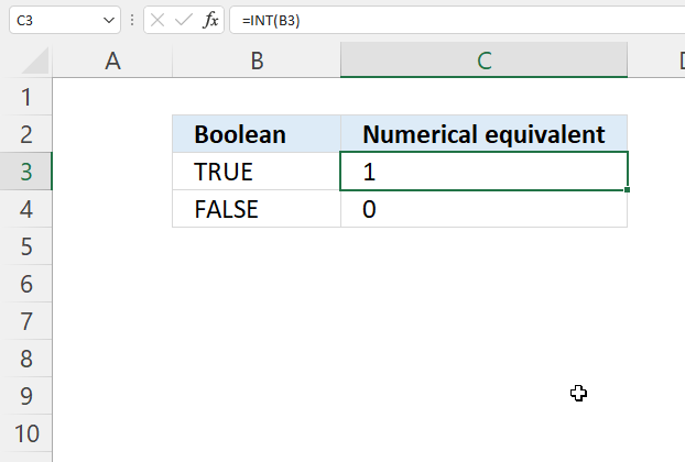 INT function convert boolean to numerical