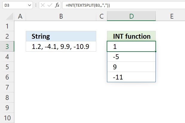 INT function split string