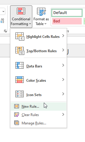 ISNUMBER function conditional formatting