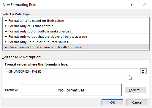 ISNUMBER function conditional formatting1