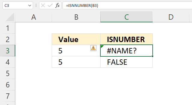 ISNUMBER function not working