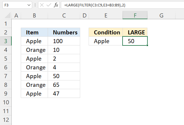 LARGE function condition