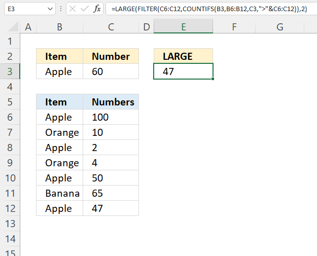 LARGE function criteria1