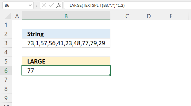 LARGE function numbers in string