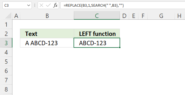 LEFT function remove characters