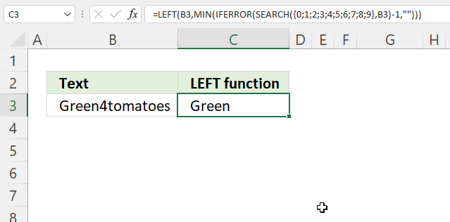 LEFT function until number