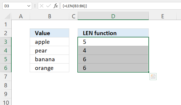 LEN function example 2