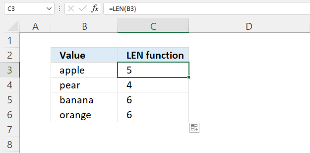 LEN function example