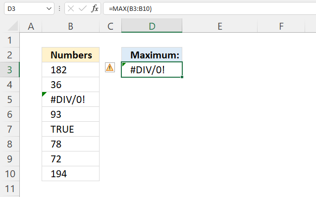 MAX function errors