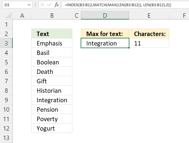 MAX function for text